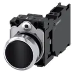 3SU11500AB103FA0 Pushbutton, 22 mm, round, metal, shiny, black, pushbutton, flat, momentary contact type, 1 NO 1 NC Siemens g