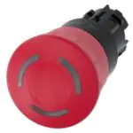 3SU10011HB200AA0 EMERGENCY STOP mushroom pushbutton, illuminable, 22 mm, round, plastic, red, 40 mm, positive latching, acc.