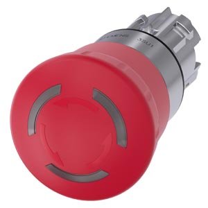 G_IC03_XX_07734i 3SU10511HB200AA0 EMERGENCY STOP mushroom pushbutton, illuminable, 22 mm, round, metal, shiny, red, 40 mm, positive latching,