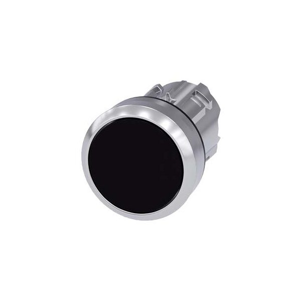 3SU10500AB100AA0 Pushbutton, 22 mm, round, metal, shiny, black, pushbutton, flat momentary contact type Siemens g ic03 xx 079