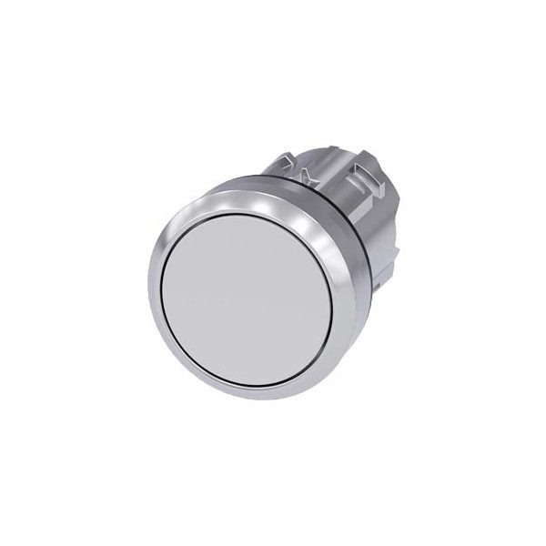 3SU10500AB600AA0 Pushbutton, 22 mm, round, metal, shiny, white, pushbutton, flat momentary contact type Siemens g ic03 xx 079