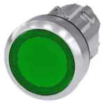 3SU10510AB400AA0 Illuminated pushbutton, 22 mm, round, metal, shiny, green, pushbutton, flat, momentary contact type Siemens
