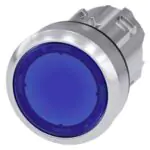 3SU10510AB500AA0 Illuminated pushbutton, 22 mm, round, metal, shiny, blue, pushbutton, flat, momentary contact type Siemens g