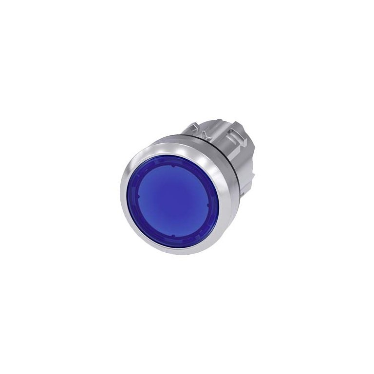 3SU10510AB500AA0 Illuminated pushbutton, 22 mm, round, metal, shiny, blue, pushbutton, flat, momentary contact type Siemens g