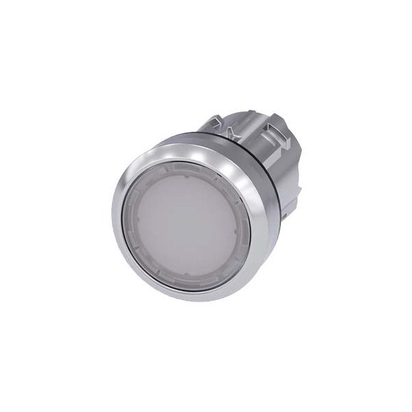3SU10510AB600AA0 Illuminated pushbutton, 22 mm, round, metal, shiny, white, pushbutton, flat, momentary contact type Siemens