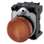 3SU11536AA001AA0 Indicator lights, 22 mm, round, metal, shiny, amber, lens, smooth, with holder, LED module with integrated L