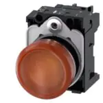 3SU11536AA001AA0 Indicator lights, 22 mm, round, metal, shiny, amber, lens, smooth, with holder, LED module with integrated L