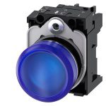 3SU11536AA501AA0 Indicator lights, 22 mm, round, metal, shiny, blue, lens, smooth, with holder, LED module with integrated LE