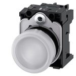 3SU11536AA601AA0 Indicator lights, 22 mm, round, metal, shiny, white, lens, smooth, with holder, LED module with integrated L