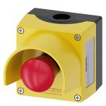 3SU18010NA002AC2 Enclosure for command devices, 22 mm, Enclosure top part yellow, EMERGENCY STOP mushroom pushbutton red, 40