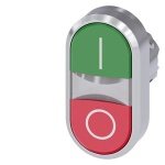 3SU10513AB420AK0 Illuminated twin pushbutton, 22 mm, round, metal, shiny, green I, red O, pushbuttons, flat Siemens g ic03 xx