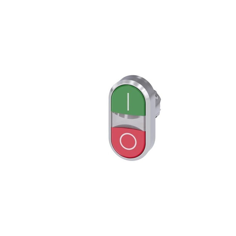 3SU10513AB420AK0 Illuminated twin pushbutton, 22 mm, round, metal, shiny, green I, red O, pushbuttons, flat Siemens g ic03 xx