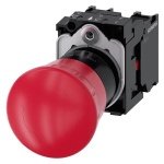 3SU11001HB201PA0 EMERGENCY STOP mushroom pushbutton, 22 mm, round, plastic, red, 40 mm, rotate-to-unlatch, without yellow bac