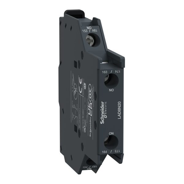 LAD8N20 Auxiliary contact block, TeSys D, 2NO, side mounting, screw clamp terminals Schneider Electric lad8n20 image 1500x150