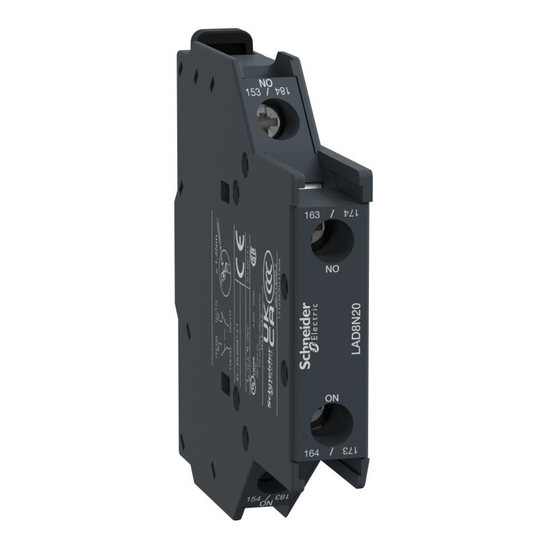 LAD8N20 Auxiliary contact block, TeSys D, 2NO, side mounting, screw clamp terminals Schneider Electric lad8n20 image 1500x150