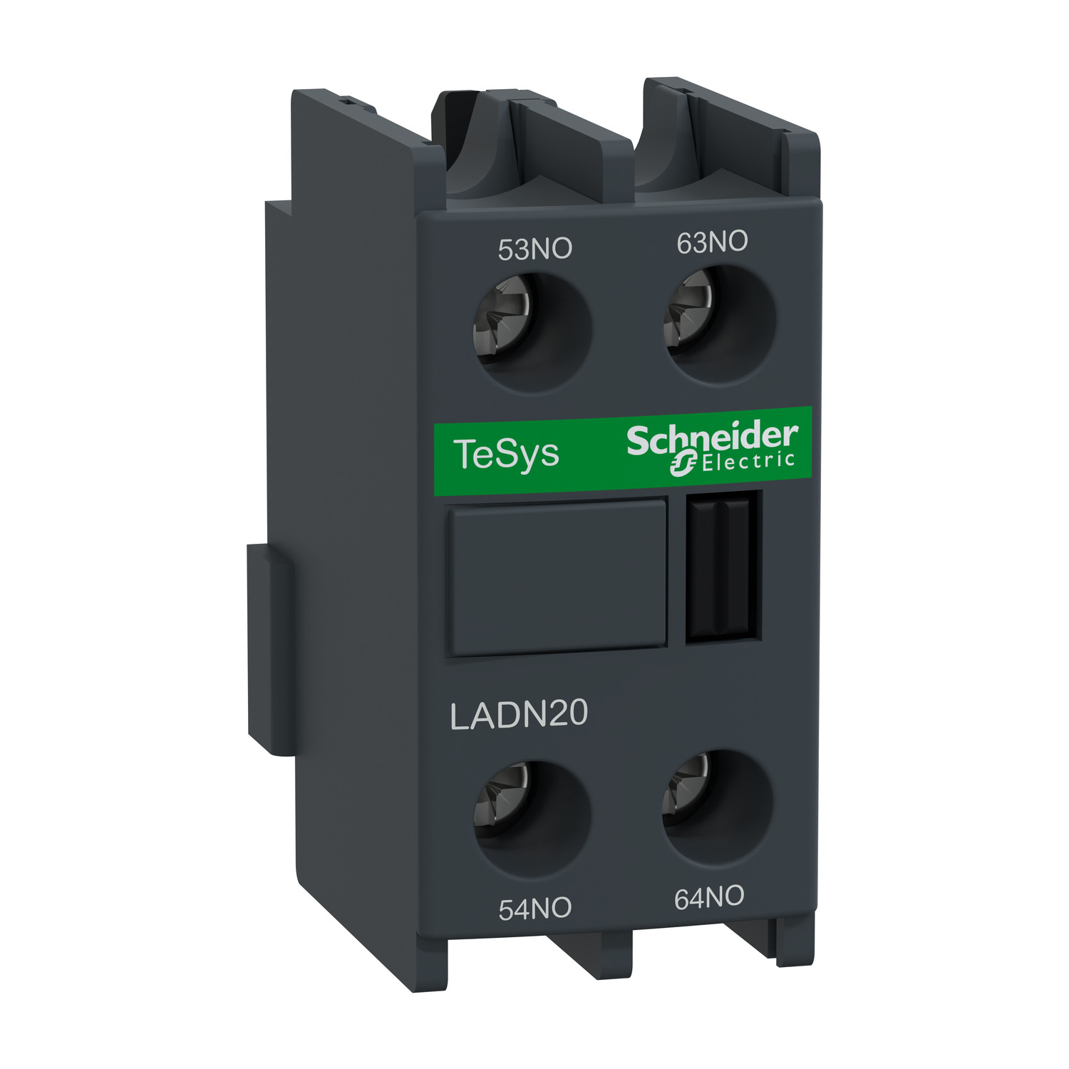 LADN20_Image_1500x1500 LADN20 Auxiliary contact block, TeSys D, 2NO, front mounting, screw clamp terminals Schneider Electric ladn20 image 1500x1500
