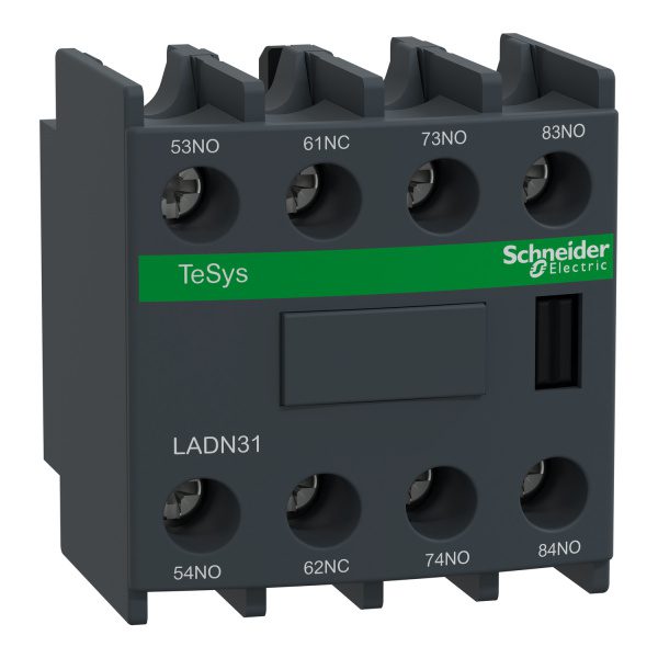 LADN31 Auxiliary contact block, TeSys D, 3NO 1NC, front mounting, screw clamp terminals Schneider Electric ladn31 image 1500x