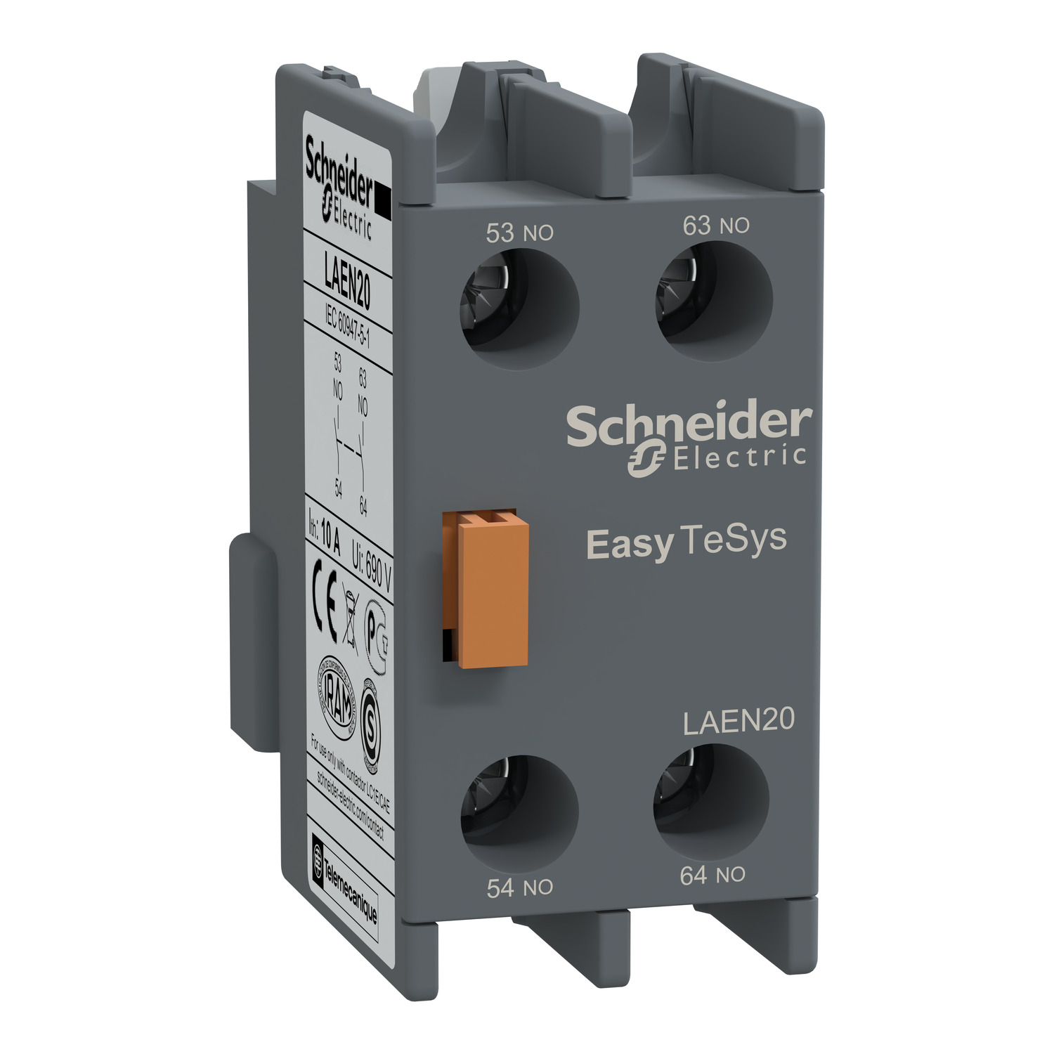LAEN20_Image_1500x1500 LAEN20 EasyPact TVS auxiliary contact block 2 NO screw-clamps terminals Schneider Electric laen20 image 1500x1500