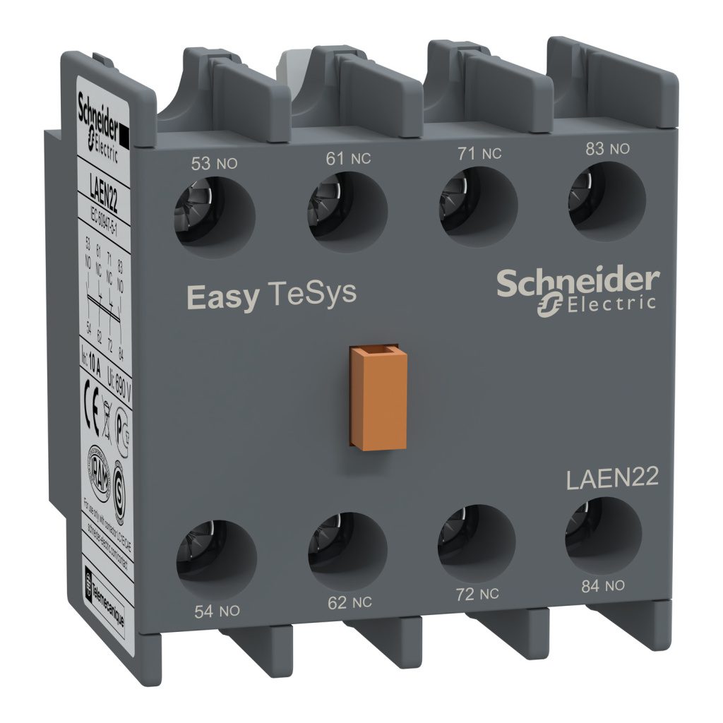 LAEN22 EasyPact TVS auxiliary contact block 2 NO 2 NC screw-clamps terminals Schneider Electric laen22 image 1500x1500