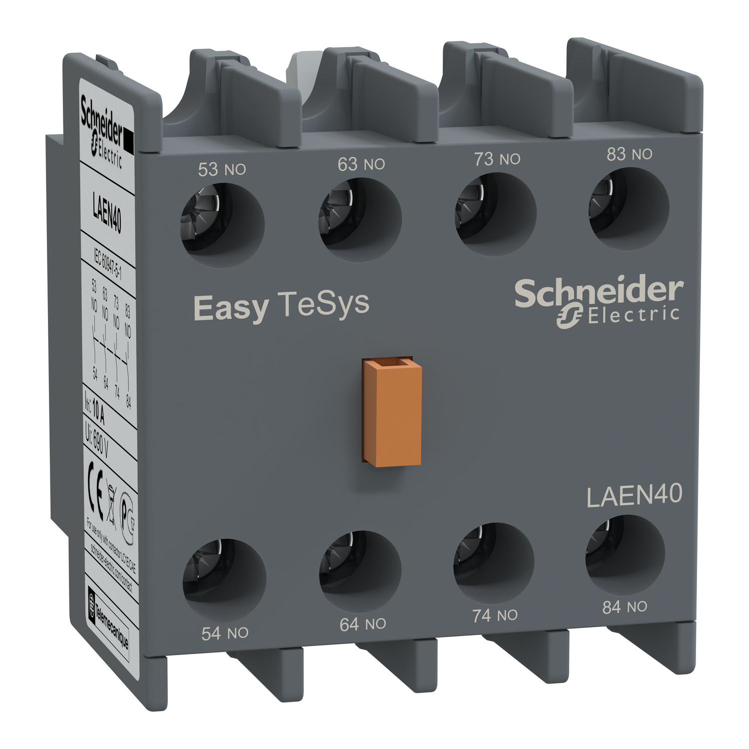 LAEN40_Image_1500x1500 LAEN40 EasyPact TVS auxiliary contact block 4 NO screw-clamps terminals Schneider Electric laen40 image 1500x1500