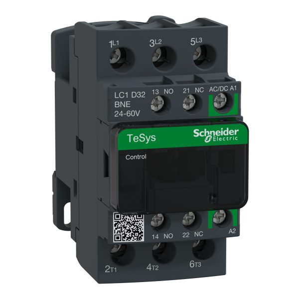 LC1D32BNE TeSys D contactor 3P 32A AC-3 up to 440V coil 24-60V AC DC Schneider Electric lc1d32bne image 01 1500x1500