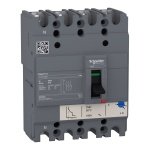 LV510956 circuit breaker EasyPact CVS100BS, 25 kA at 415 VAC, 63 A rating thermal magnetic TM-D trip unit, 4P 3d Schneider El