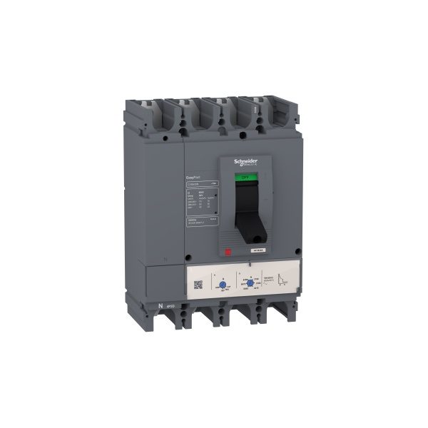LV563319 circuit breaker EasyPact CVS630N, 50 kA at 415 VAC, 600 A rating thermal magnetic TM-D trip unit, 4P 3d Schneider El