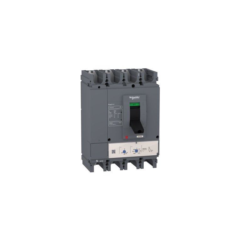 LV563319 circuit breaker EasyPact CVS630N, 50 kA at 415 VAC, 600 A rating thermal magnetic TM-D trip unit, 4P 3d Schneider El