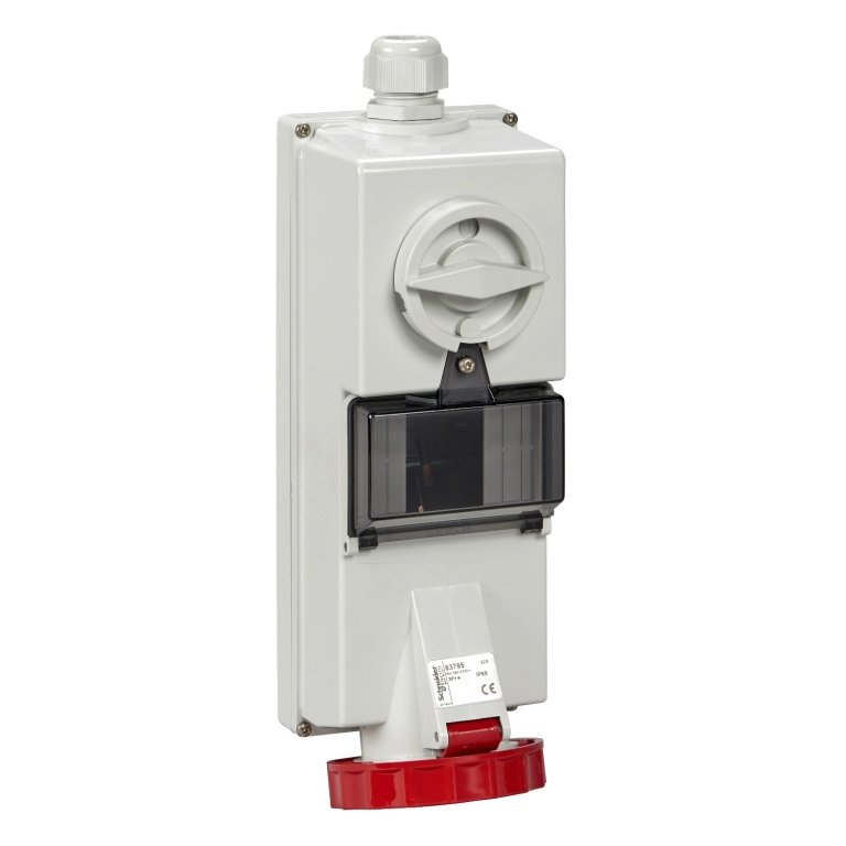 83796 Isoblock interlocked socket 32 A 3P N E 380 415 V AC IP65 wall Schneider Electric oda281 1 1500x1500