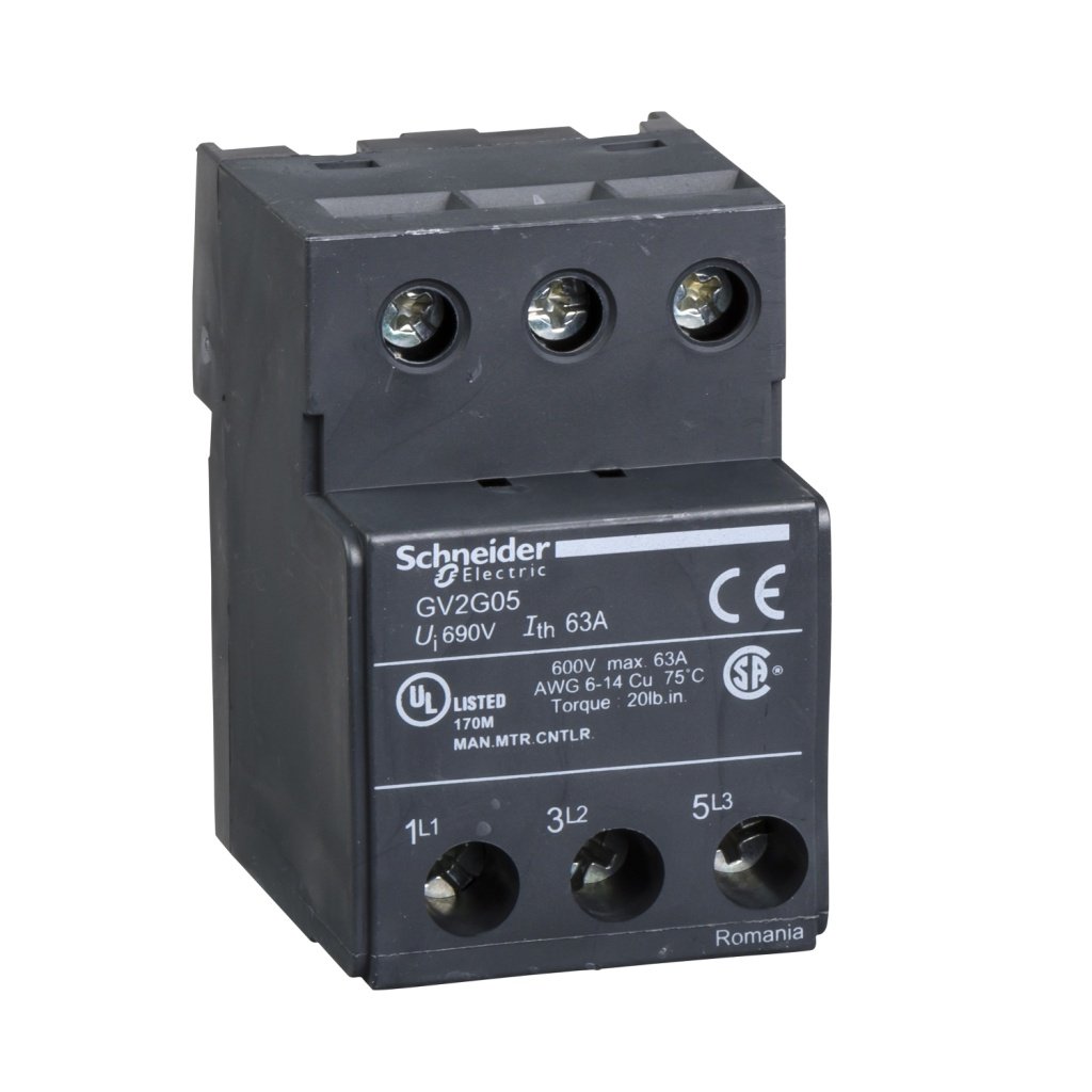 GV2G05 TeSys GV2, TeSys D TeSys U terminal block 3P for GV1L3 Schneider Electric odagv2g05 1500x1500