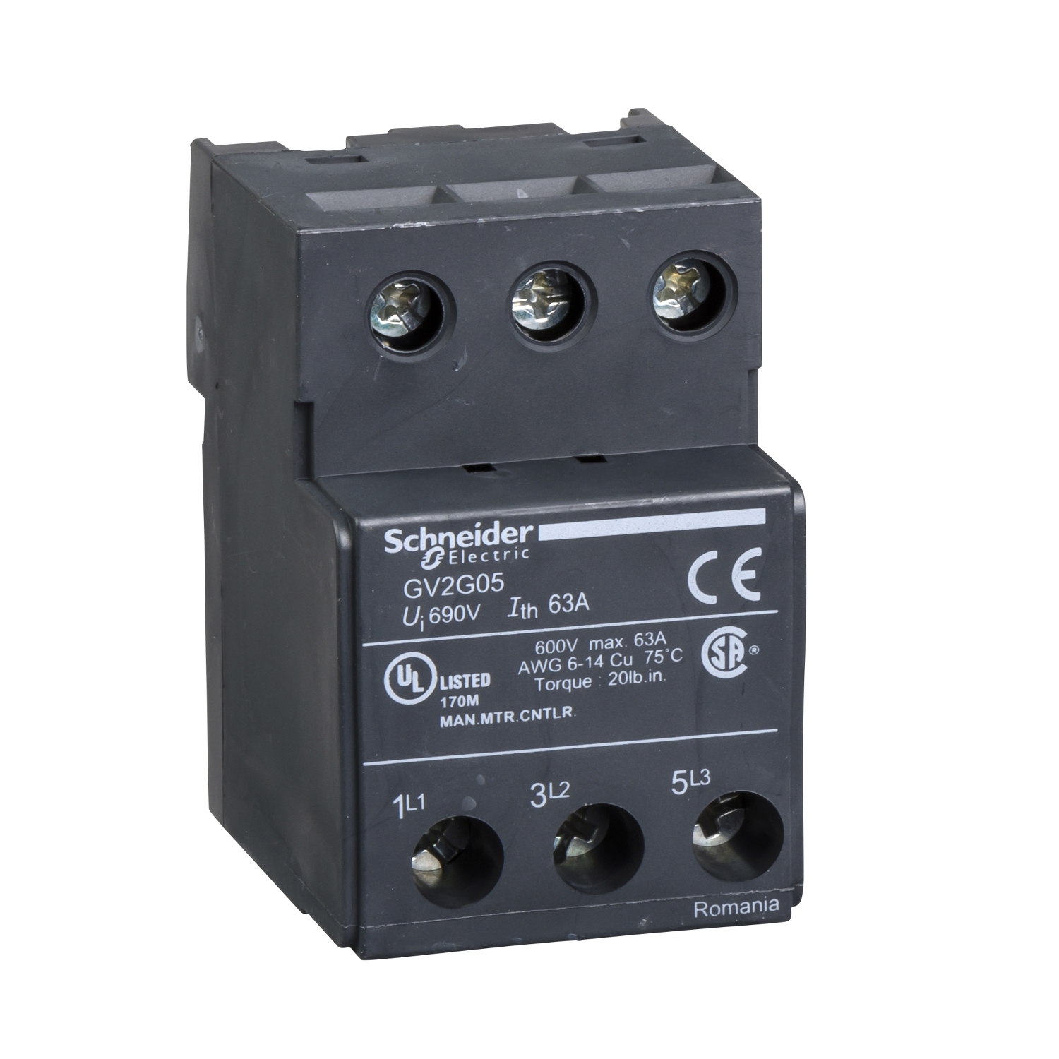 ODAGV2G05_1500x1500 GV2G05 TeSys GV2, TeSys D TeSys U terminal block 3P for GV1L3 Schneider Electric odagv2g05 1500x1500