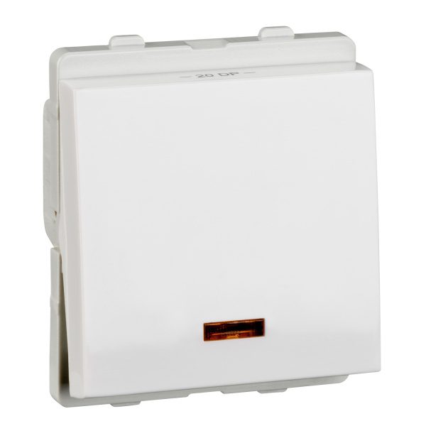 P1120 Switch, Livia, 1-way 2-pole, 20A, 2 module, IP2X, with indicator lamp, white Schneider Electric odap1120 bis 1500x1500