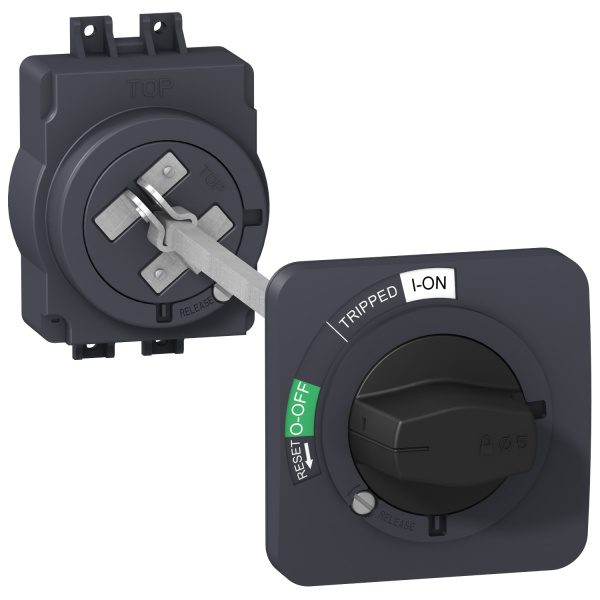 EZAROTE extended rotary handle, EasyPact EZC100, EasyPact CVS100BS, black handle, black front plate Schneider Electric pb1018