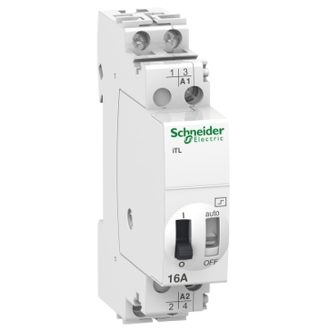 PB106127_web A9C30212 impulse relay iTL 2P 2 NO 16A coil 24 VDC 48 VAC 50 60Hz Schneider Electric pb106127 web