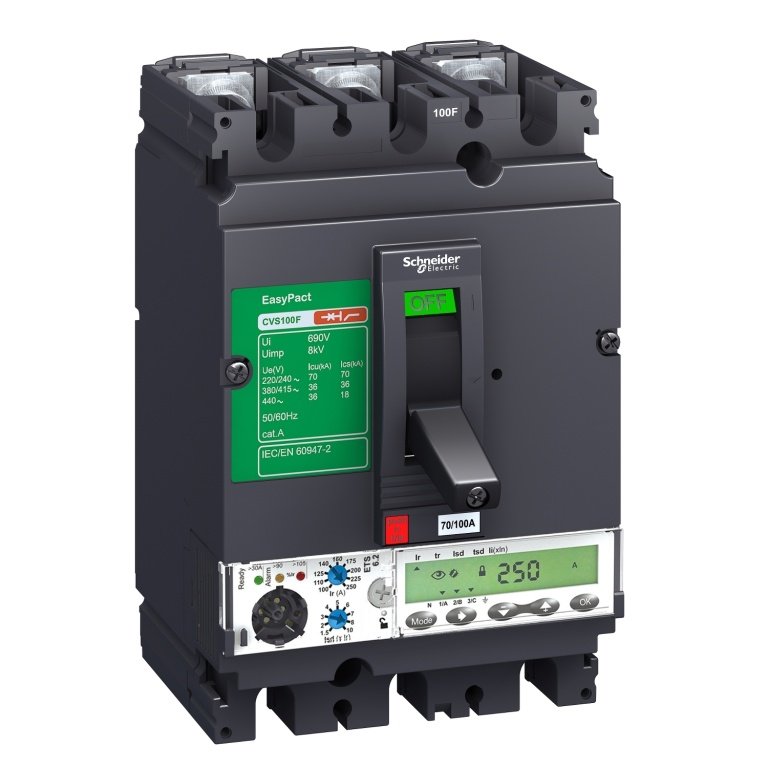 LV525650 Easypact CVS CVS250N 6.2 250A circuit breaker 4P Schneider Electric pb106466 00 1500x1500