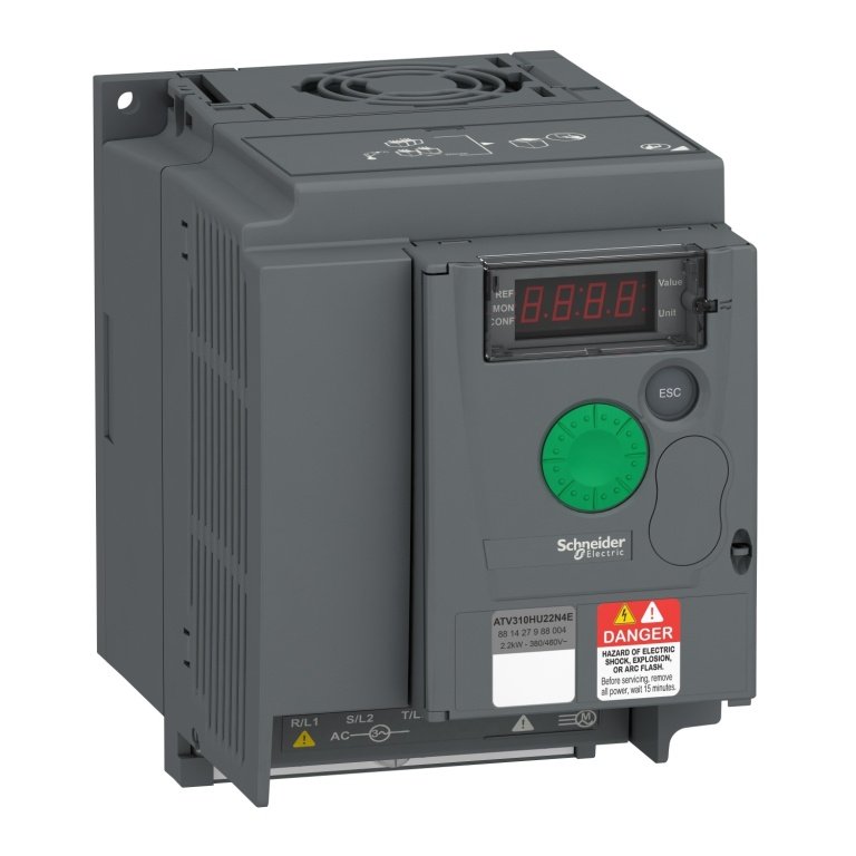 ATV310HU22N4E variable speed drive, Easy Altivar 310, 2.2kW, 3hp, 380 to 460V, 3 phase, without filter Schneider Electric pf1