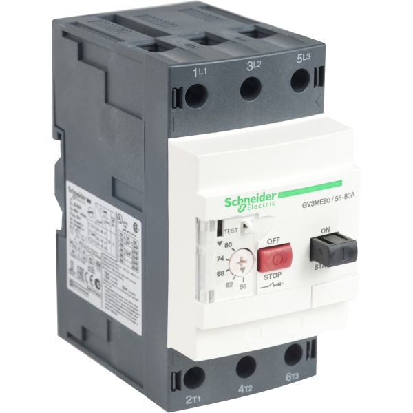 GV3ME80 Motor circuit breaker, TeSys GV3, 3P, 56-80 A, thermal magnetic, screw clamp terminals Schneider Electric pio00016446