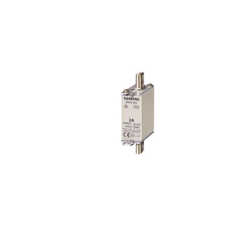 3NA3822 LV HRC fuse element, NH000, In 63 A, AC 500 V, DC 250 V, Front indicator, live grip lugs Siemens p i201 xx 04202i