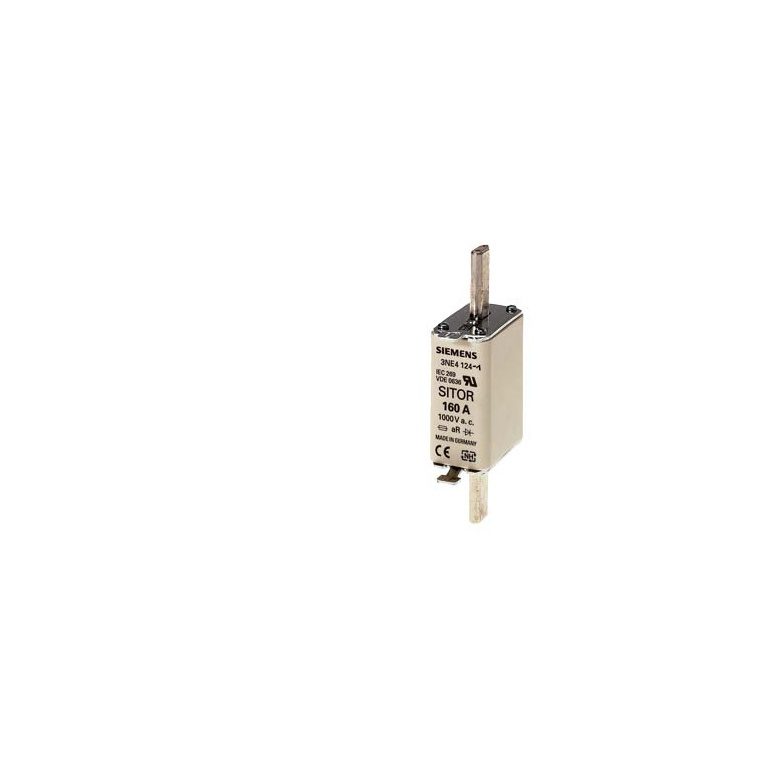 3NE4124 SITOR fuse link, with blade contacts, NH0, In 160 A, AC 1000 V, DC 440 V, front indicator Siemens p nse0 xx 00553i