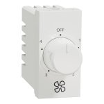 UNS4STFAN1M WE Selector switch, Unica pure, 4 steps 360 deg fan regulation, 1 module, white Schneider Electric uns4stfan1m we