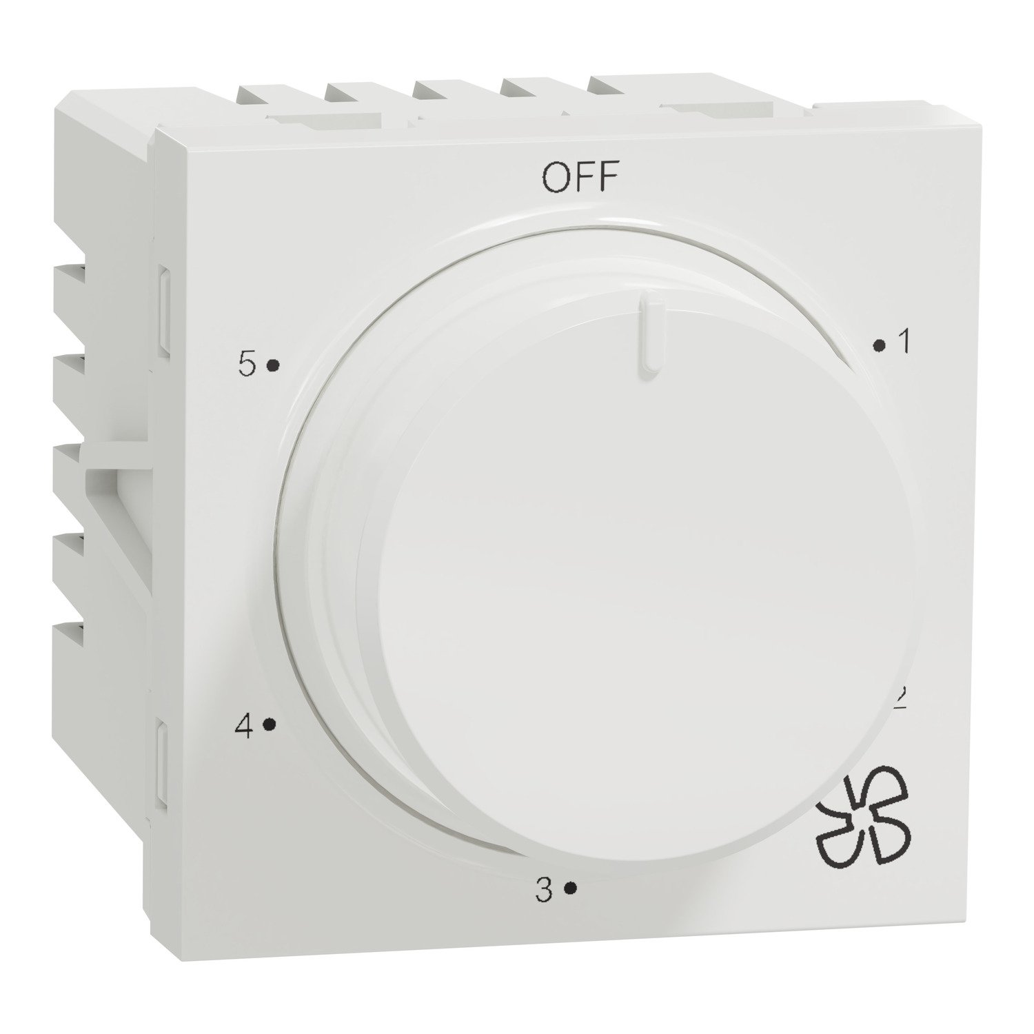 UNS5STFAN2M_WE_IOP-def_WD19_1500x1500 UNS5STFAN2M WE Selector switch, Unica pure, 5 steps 360 deg fan regulation, 2 modules, white Schneider Electric uns5stfan2m w