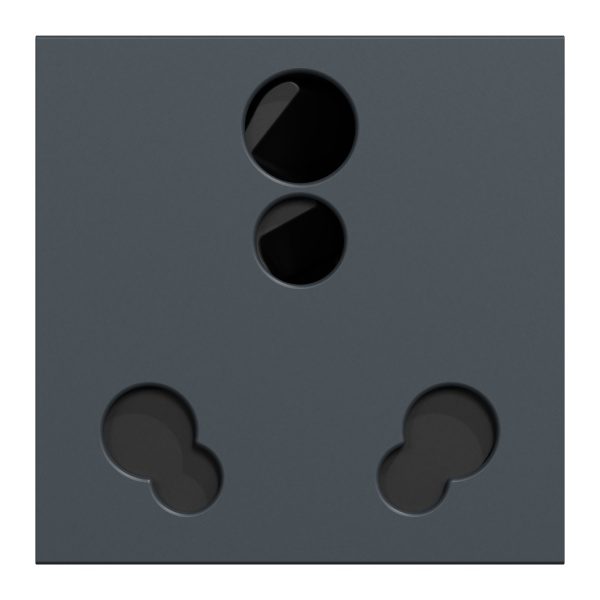 UNS616SK2M GY Double socket-outlet, Unica Pure, 2P E, 6 16A, 2 modules, grey Schneider Electric uns616sk2m gy iop face wd19 1