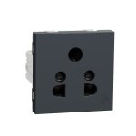 UNS6SK5P2M GY Double socket-outlet, Unica Pure, 2P and 2P E, 6A, 2 modules, grey Schneider Electric uns6sk5p2m gy def wd19 15