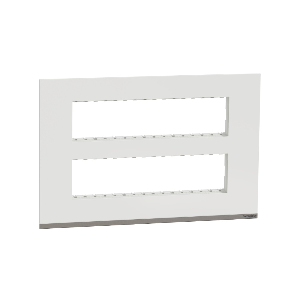 UNSCP16M WE Cover Frame, Unica Pure, with fixing frame, 2 gangs, 2 x 8 modules, polar white Schneider Electric unscp16m we io