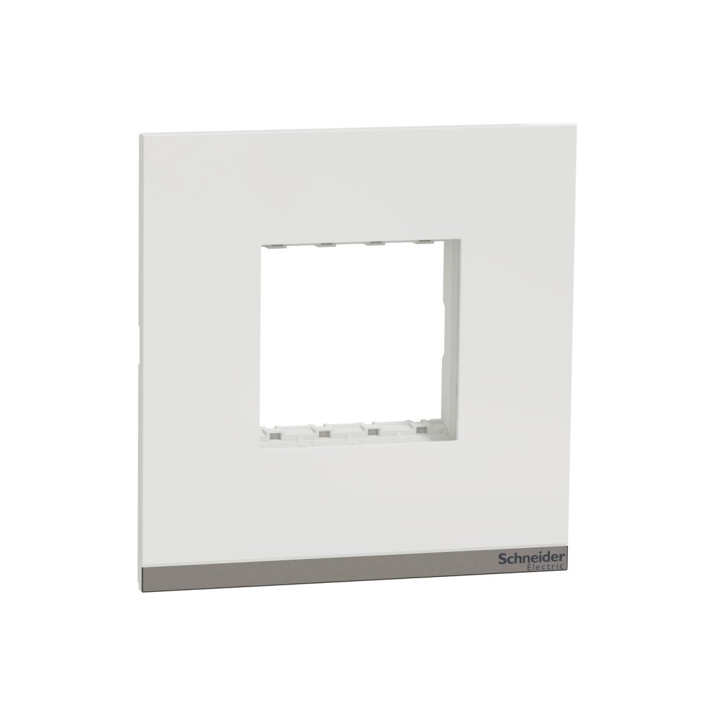 UNSCP2M WE Cover Frame, Unica Pure, with fixing frame, 1 gang, 2 modules, polar white Schneider Electric unscp2m we iop def w