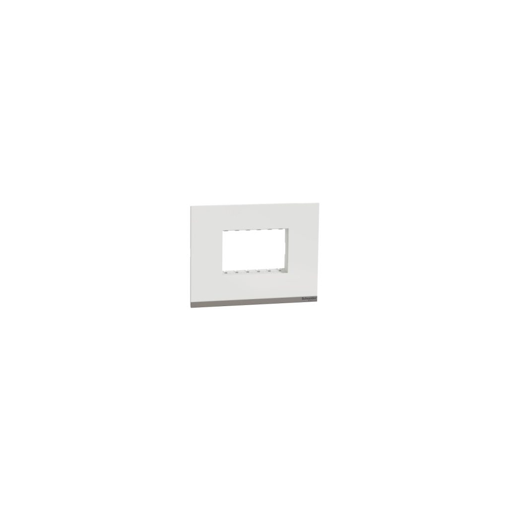 UNSCP3M WE Cover Frame, Unica Pure, with fixing frame, 1 gang, 3 modules, polar white Schneider Electric unscp3m we iop def w