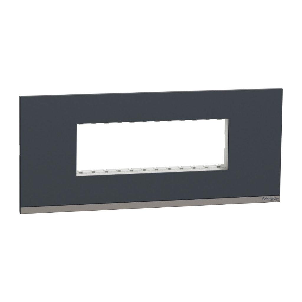 UNSCP6M GY Cover Frame, Unica Pure, with fixing frame, 1 gang, 6 modules, volcanic grey Schneider Electric unscp6m gy iop def