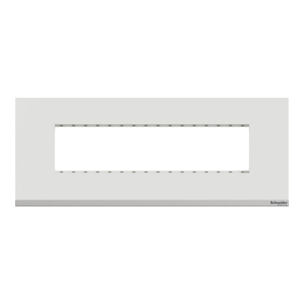 UNSCP8ML WE Cover Frame, Unica Pure, with fixing frame, 1 gang, 8 modules, polar white Schneider Electric unscp8ml we iop fac