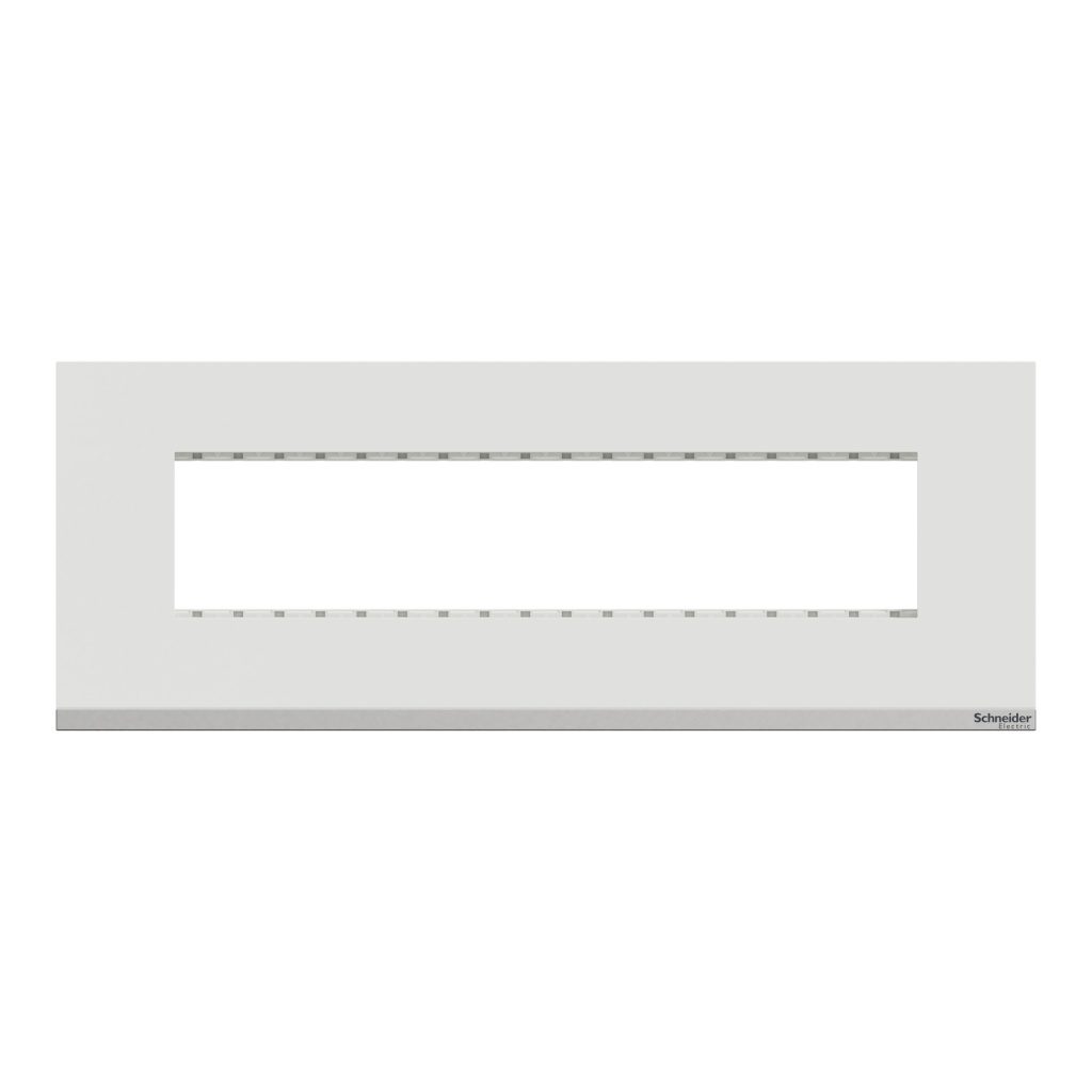 UNSCP9M WE Cover Frame, Unica Pure, with fixing frame, 1 gang, 9 modules, polar white Schneider Electric unscp9m we iop face