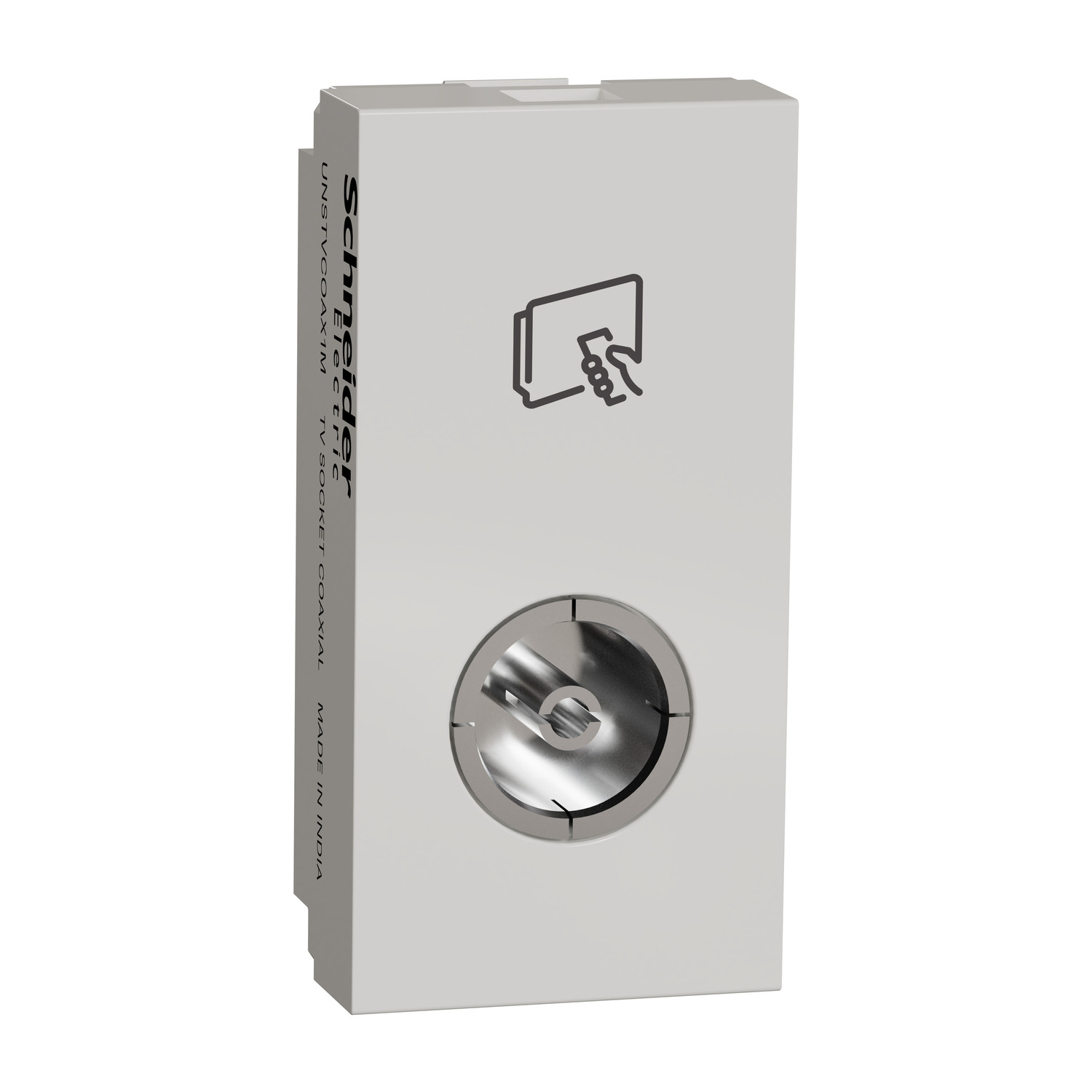 UNSTVCOAX1M_WE_IOP-def_WD19_1500x1500 UNSTVCOAX1M WE TV socket, Unica Pure, mechanism, 1 module, coaxial, IP20, white Schneider Electric unstvcoax1m we iop def wd1